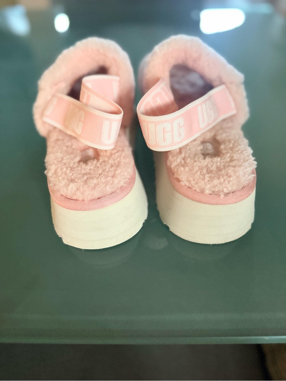 UGG Disco Fur Pink Platform Slide Sandals - Women size 9 - Picture 6 of 11
